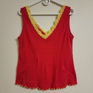 Vtg Xhilaration  Camisole Ribbed Tank Top Lettuce Hem Cropped XL Cotton Y2K Retr